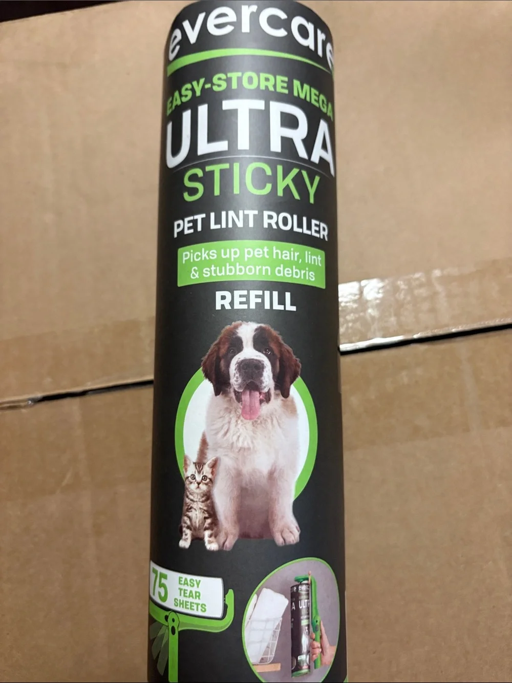 Ultra Sticky Pet Lint Roller Refill - Black & Green